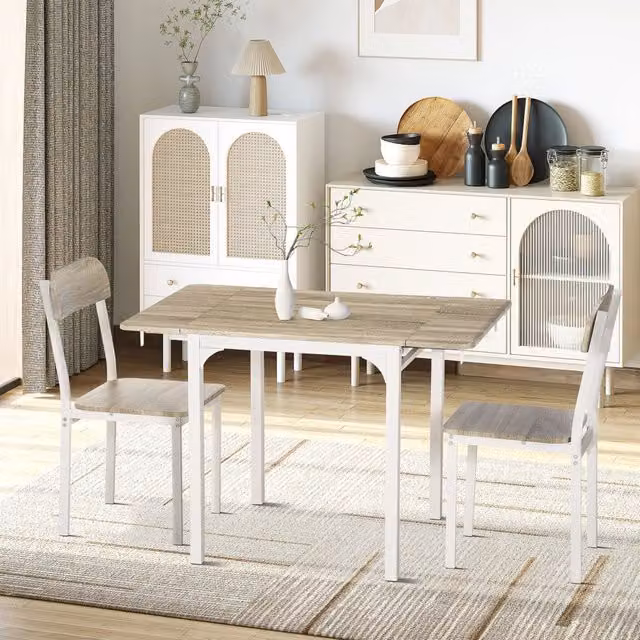 TAVOLO da pranzo pieghevole 110x70x75 cm MDF Naturale Set da 3 pezzi