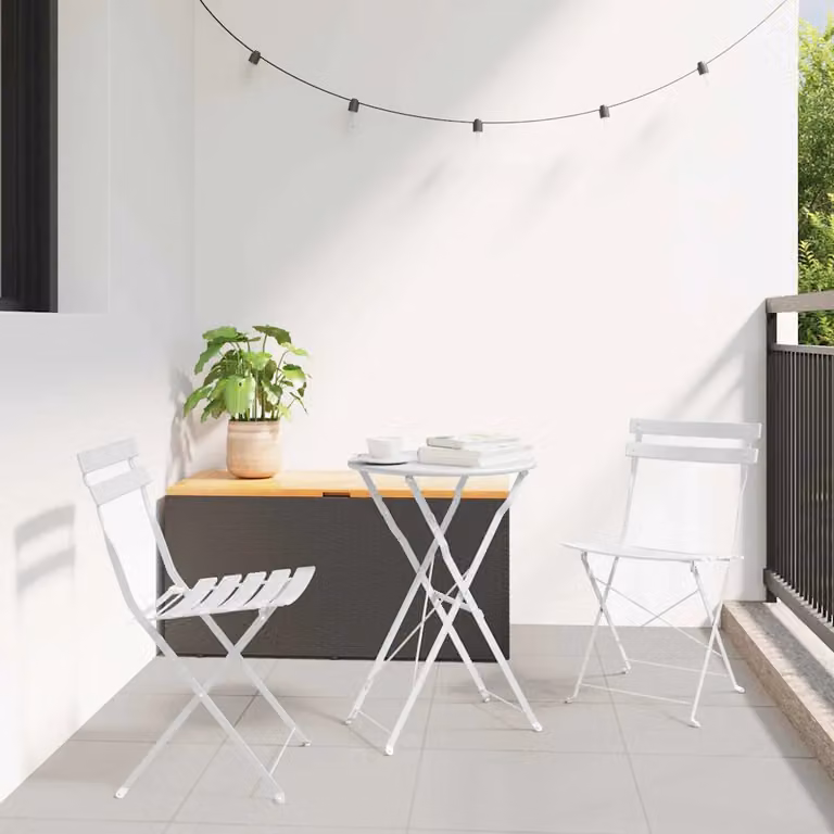 Set di 2 sedie pieghevoli da giardino vidaXL in metallo bianco opaco
