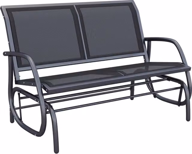 Dondolo da Giardino 2 Posti in Metallo Nero, 120x70x88 cm