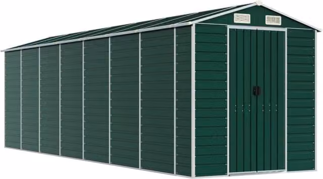 Casetta da giardino e ripostiglio esterno in acciaio zincato verde L: 640 cm, P: 191 cm, H: 198 cm – 1