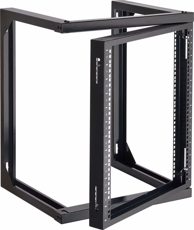 Rack server da parete 12U, capacità di carico massima 68,04 kg, rack di rete a telaio aperto con porta a battente a 180 gradi, Acciaio al carbonio, ideale per apparecchiature di rete IT e dispositivi AV, server per computer, nero