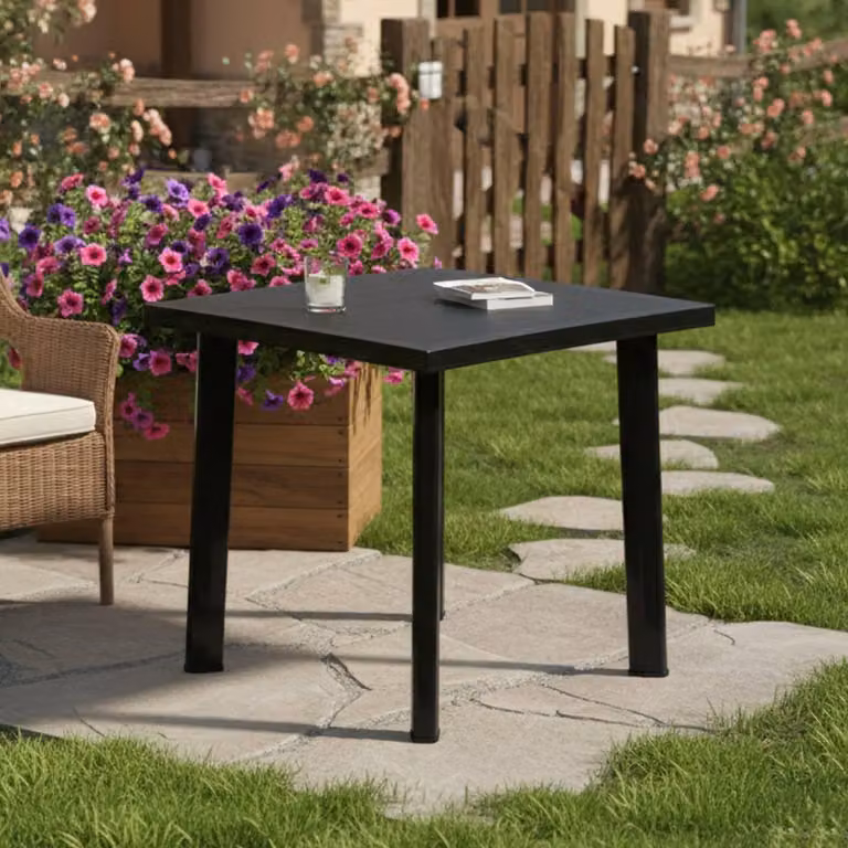 Tessner - Tavolo da Esterno, 80x75x72h cm Nero Antracite, 4 Posti Italy