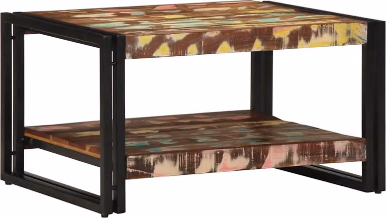 Tavolino Salotto Multicolore 70x50x38cm Legno Massello Recupero