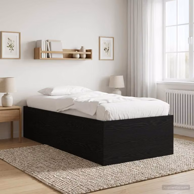 Struttura letto a pavimento moderna vidaXL in legno Rovere e Nero, L 80 x P 200 cm
