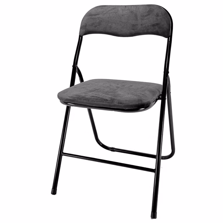 Sedia pieghevole in velluto VESTIAMO CASA Grigio H 78 x L 44 x P 43 cm