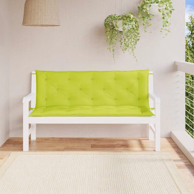 Set di 2 cuscini per panca vidaXL in tessuto Oxford verde, impermeabili e traspiranti, L 150 cm x P 50 cm x H 7 cm