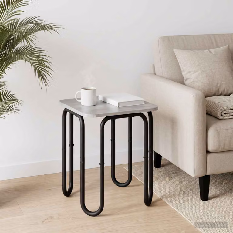 vidaXL Tavolino da salotto moderno quadrato in grigio, L/P/H: 40 x 40 x 45 cm