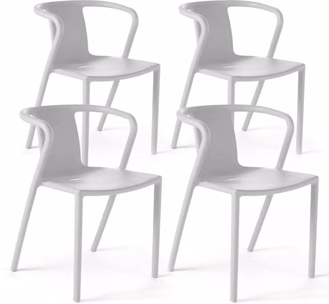 Oviala - Set di 4 sedie in plastica bianca