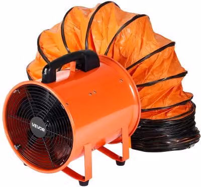 Ventilatore Portatile Industriale Vevor Estrattore d'Aria e Aspiratore con Tubo Flessibile da 10 m Arancione