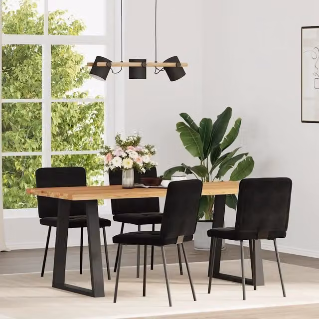 Sedie da Pranzo 4 pz | Sedie da cucina Nere in Velluto