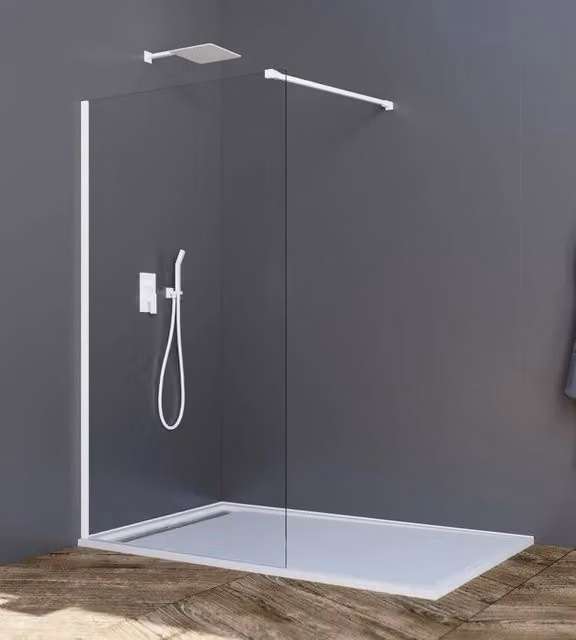 Parete doccia fissa Screen 8 mm 100 cm (96,5-98,0 cm) bianco, vetro trasparente