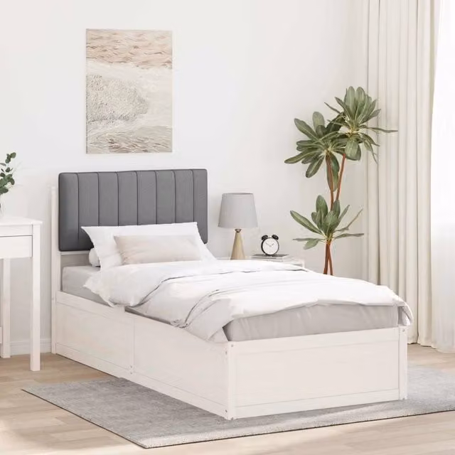 Letto con Testiera Rivestita-Struttura Letto con Testiera Grigio chiaro 90 x 190 cm 623636