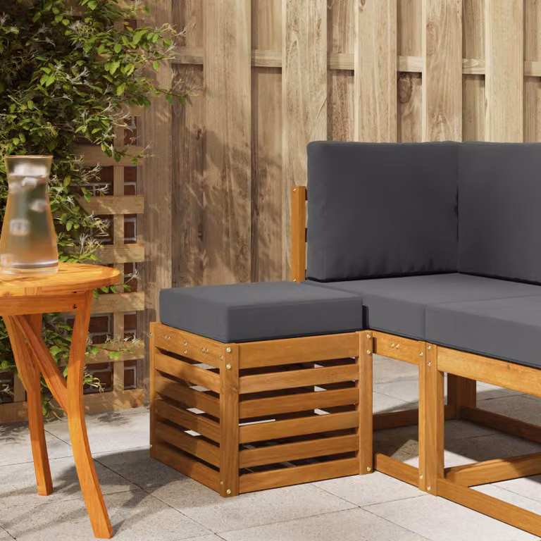 Set di 2 panche moderne vidaXL in legno di acacia massello, colore naturale e antracite, ideali per giardino, balcone o terrazzo