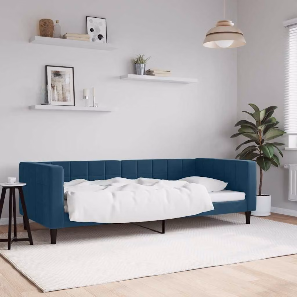 Letto da giorno vidaXL in velluto blu con struttura in legno e metallo L/P/H: 223 x 90 x 68 cm