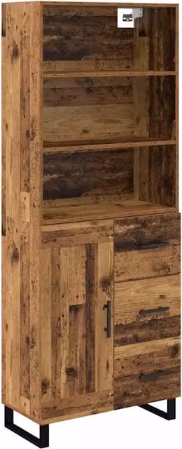 Credenza con cassetto 2 pz | Madia | Buffet da pranzo | Armadio da pranzo Legno vecchio Legno multistrato