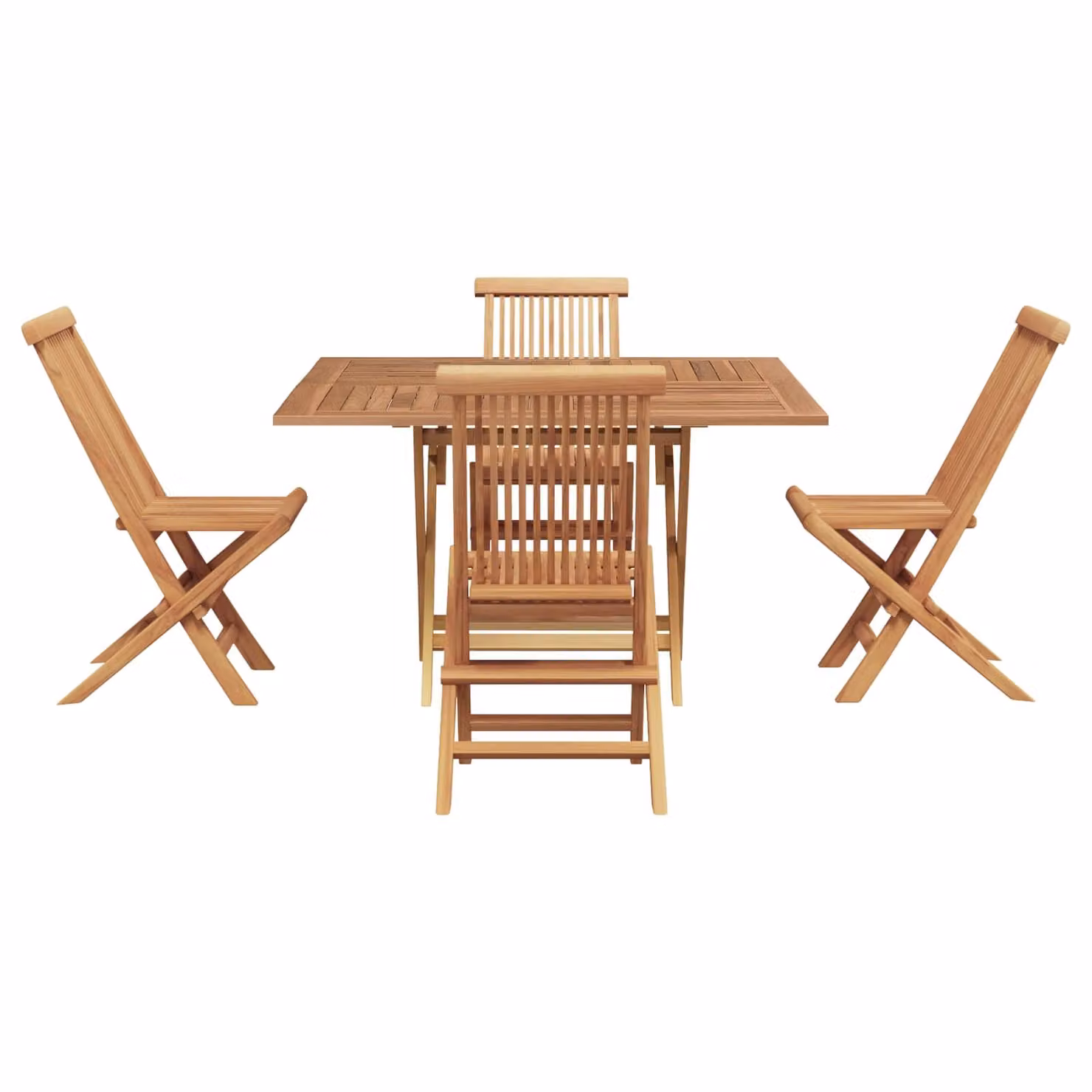 Set da pranzo per giardino e terrazzo vidaXL in legno di teak marrone con tavolo rotondo e sedie moderne