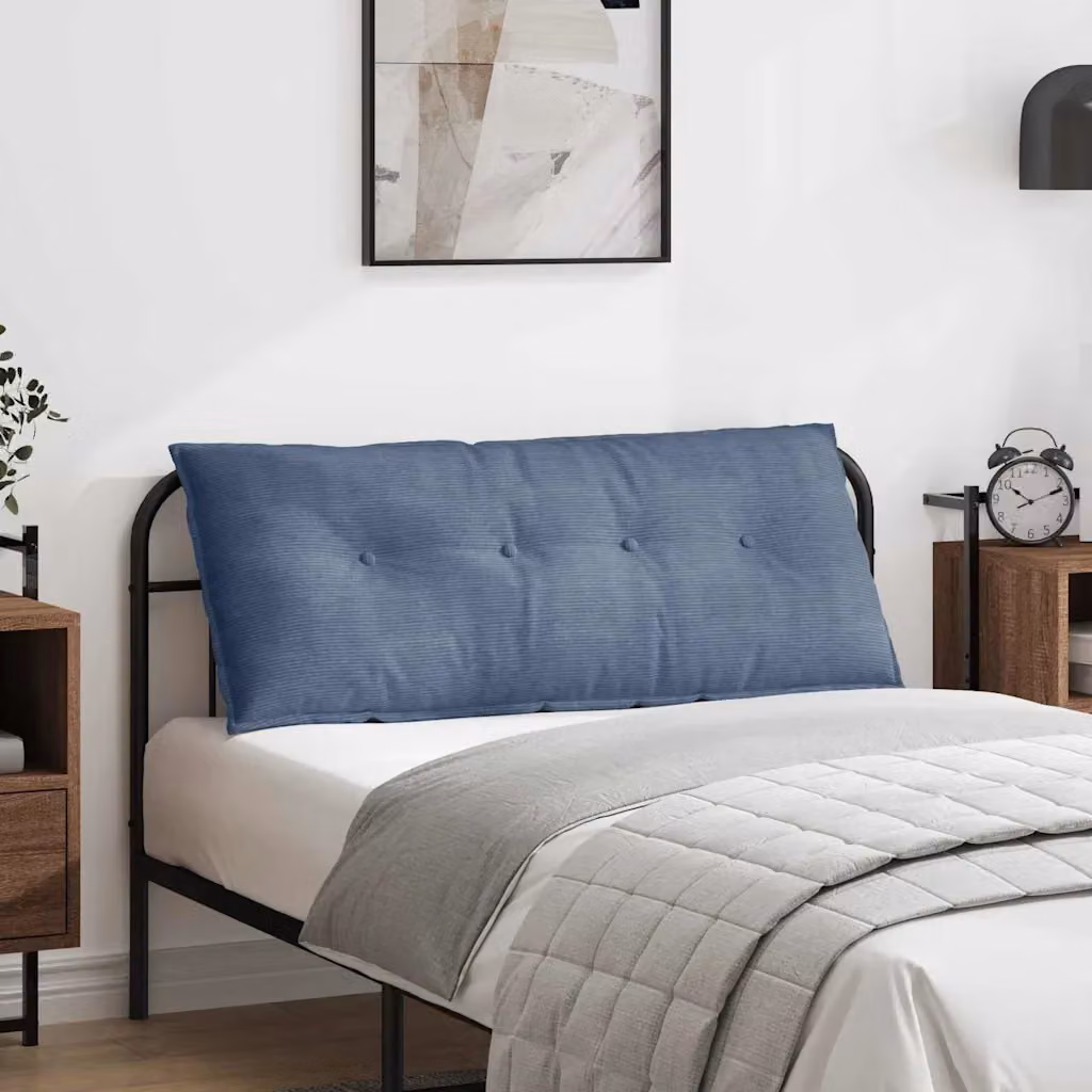 vidaXL Cuscino per Schiena Blu in Tessuto di Corduroy con Rivestimento Rimovibile L: 120 cm, P: 50 cm