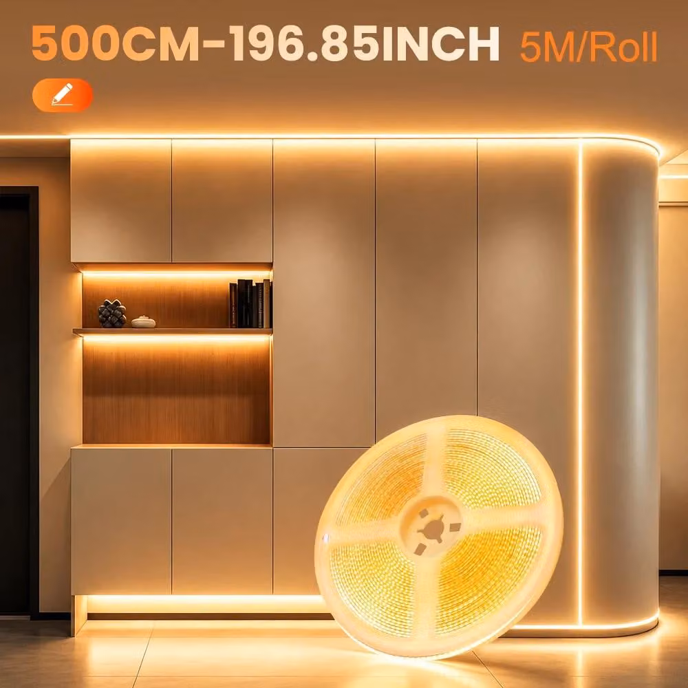 Striscia LED COB - 5 metri - Controllo tramite app e telecomando - Dimmerabile - Timer integrato - Tagliabile - Luce bianco caldo