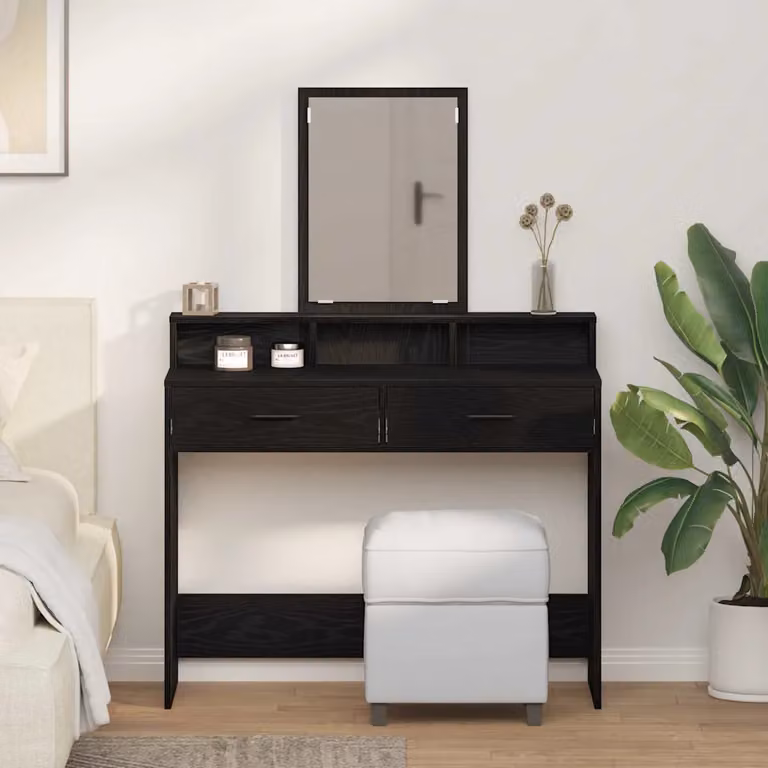 vidaXL Tavolo da Trucco Moderno Nero L: 100 cm, P: 41 cm, H: 140 cm