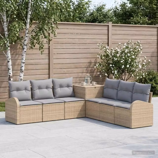 Set di divani 7 pz Beige e Grigio Chiaro 124 x 62 x 69 cm 3448709
