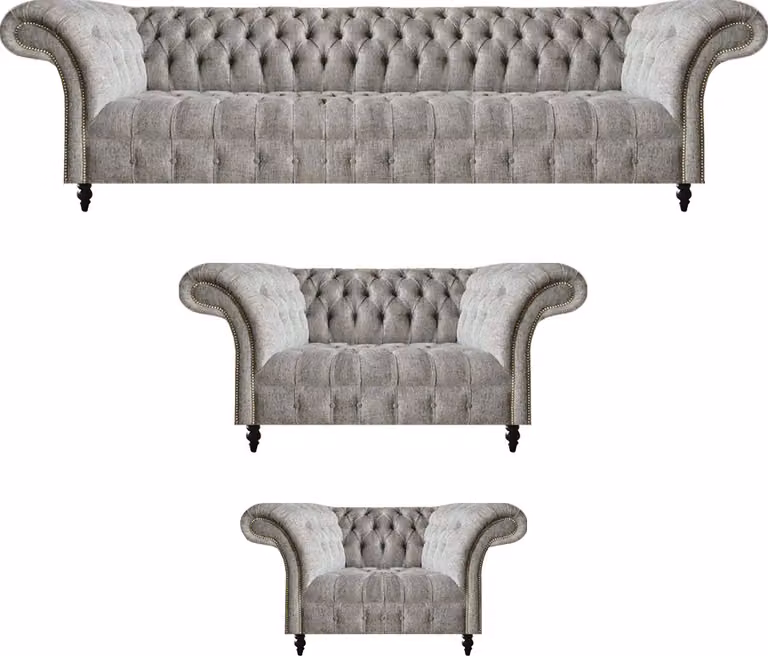 Design Möbel Set 3tlg Komplett Chesterfield Sofagarnitur Luxus Wohnzimmer