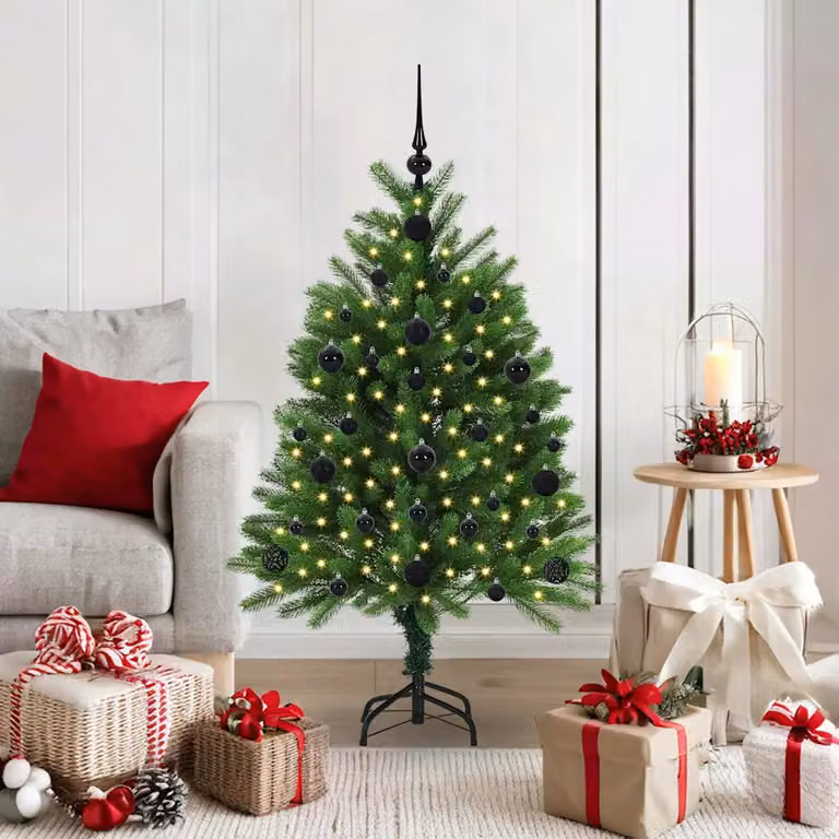 Albero di Natale vidaXL con 150 LED luce bianca calda, colore verde, Altezza: 120 cm