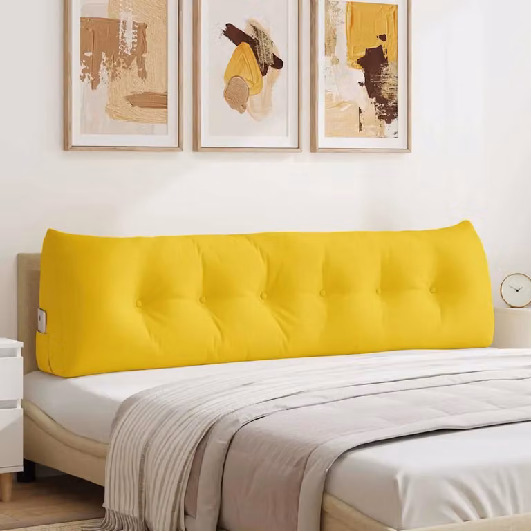 vidaXL Cuscino per Schiena Contornato Giallo con Rivestimento Rimovibile L/P/H: 180 x 50 x 24 cm