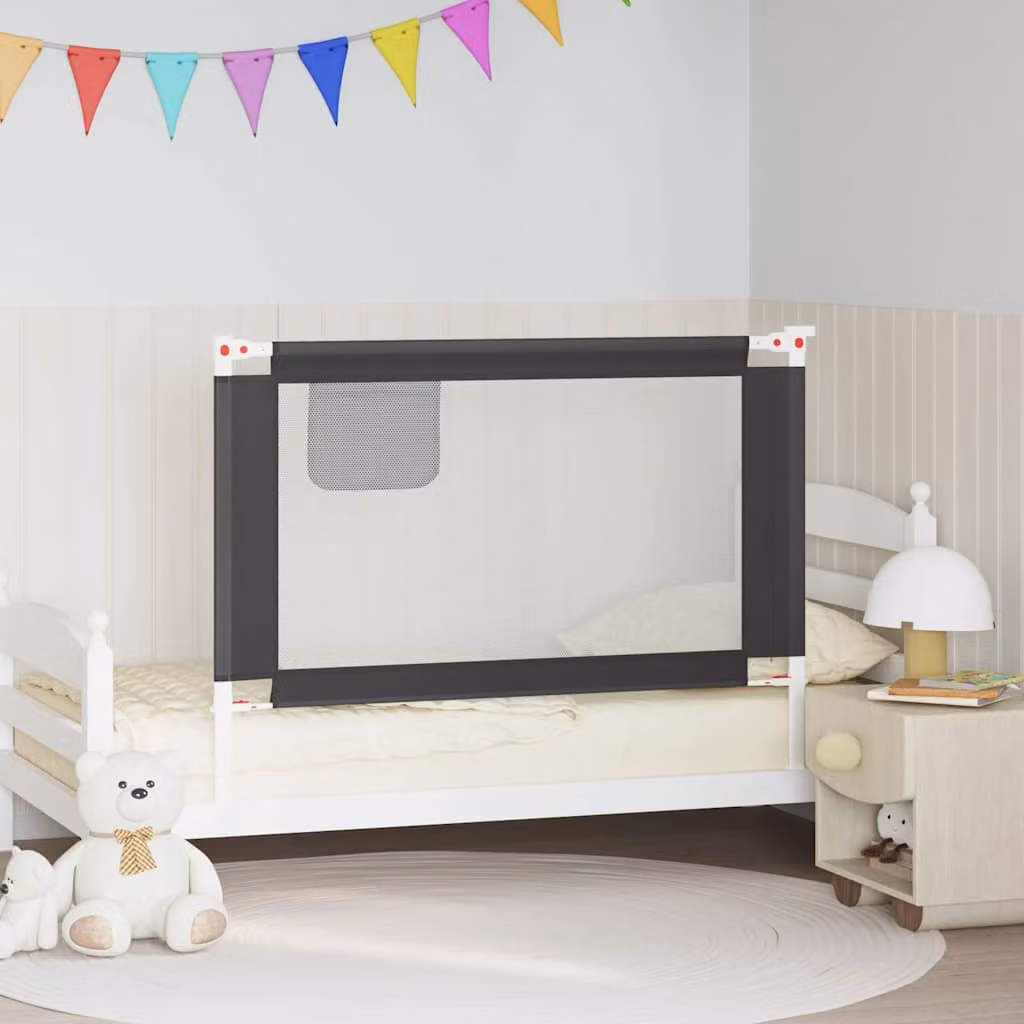 Sponda Letto Sicurezza Bambini vidaXL Grigio Scuro, Pieghevole, L: 120 cm, H: 25 cm