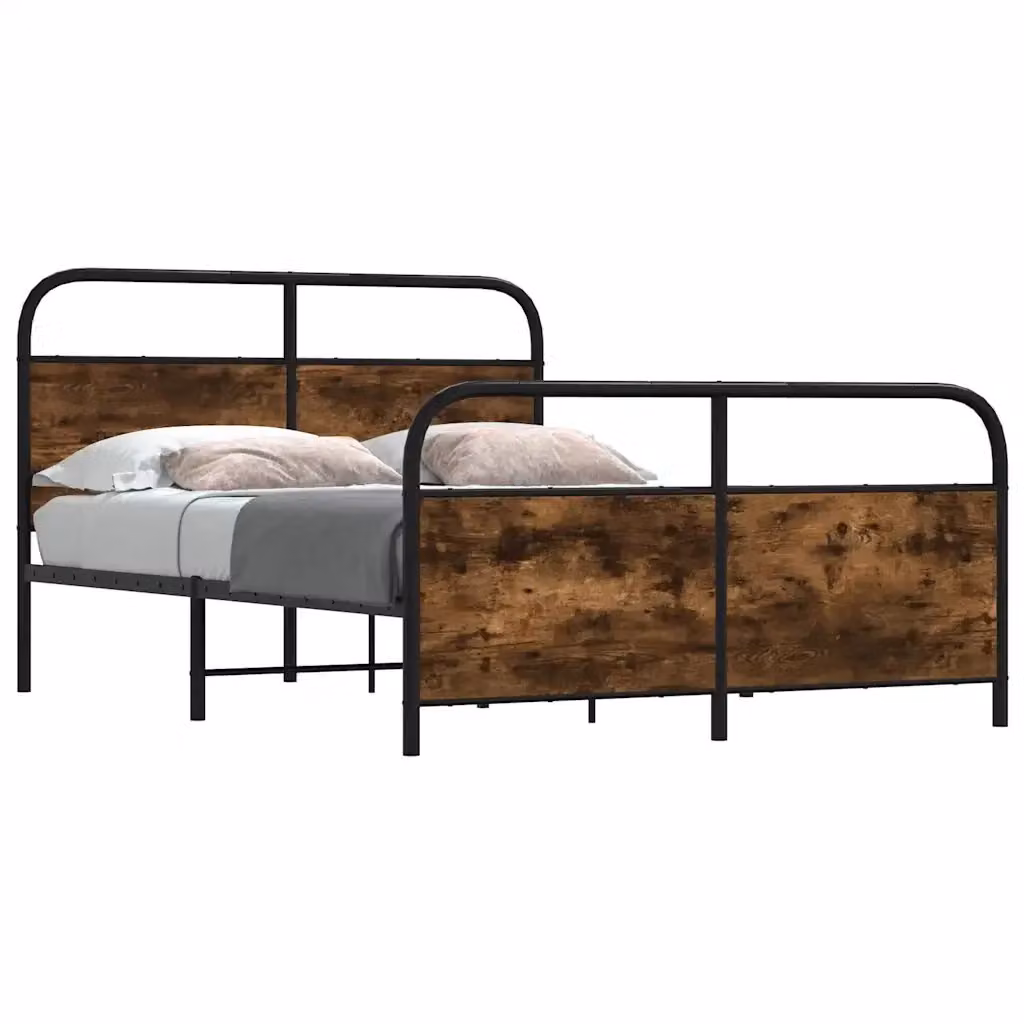 Letto matrimoniale Design In in metallo e MDF colore Rovere Fumo L: 142 cm, P: 196 cm – 2