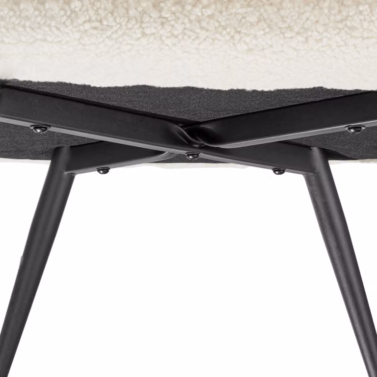Poltrona scandinava Tectake in bouclé bianco e nero con braccioli per soggiorno L: 100,5 cm, P: 72 cm, H: 76 cm