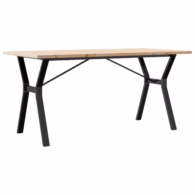 Tavolo da Pranzo Telaio a Y 140x80x75,5 cm Legno Pino e Acciaio