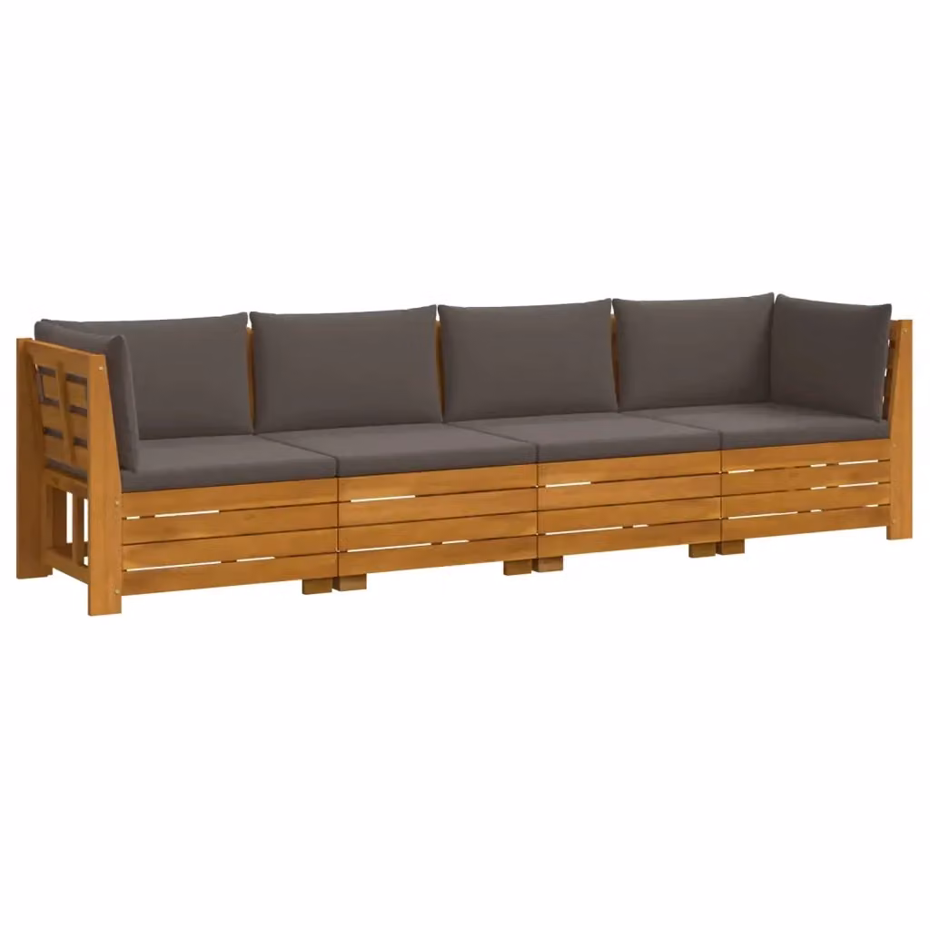 Set di 4 divani da esterno a L vidaXL in legno di acacia massello marrone con cuscini inclusi e rivestimenti rimovibili – 2