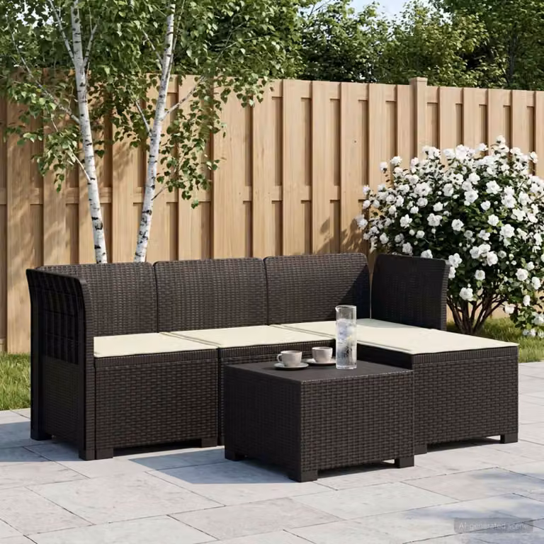 vidaXL Divano da giardino moderno a L con cuscini, design effetto rattan e resistente ai raggi UV, disponibile in antracite, beige o marrone