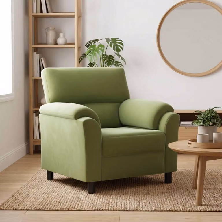 Divano moderno vidaXL in velluto verde chiaro L: 94 cm, P: 85 cm, H: 93 cm