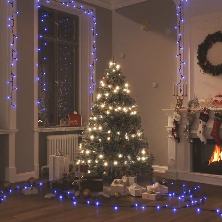 The Living Store Fata LED con 150 LED blu 15 m PVC