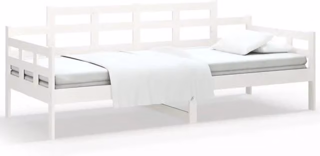 Letto singolo modello Dormeuse in legno massello di pino bianco laccato L 90 x P 190 cm