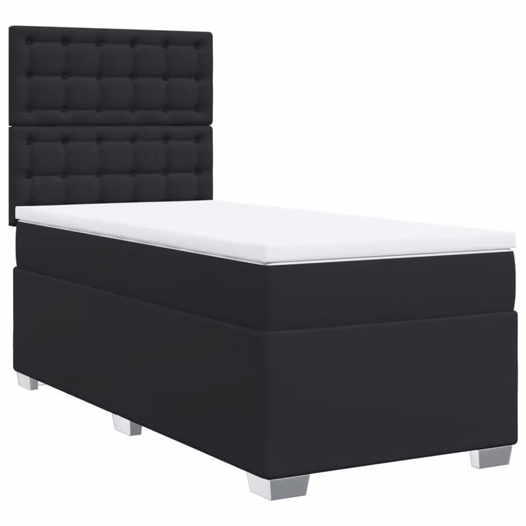 Giroletto a Molle con Materasso Nero 90x200 cm in Pelle finta