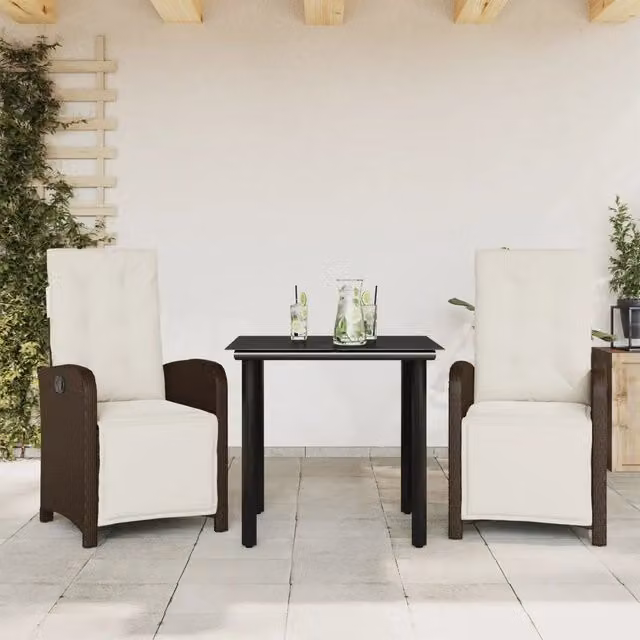 Set Bistrò 3 pz con Cuscini Marrone in Polyrattan 3212549