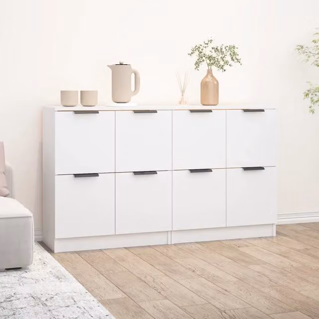 Set di 2 credenze minimalist vidaXL in legno multistrato bianco L: 60 cm, P: 30 cm, H: 70 cm