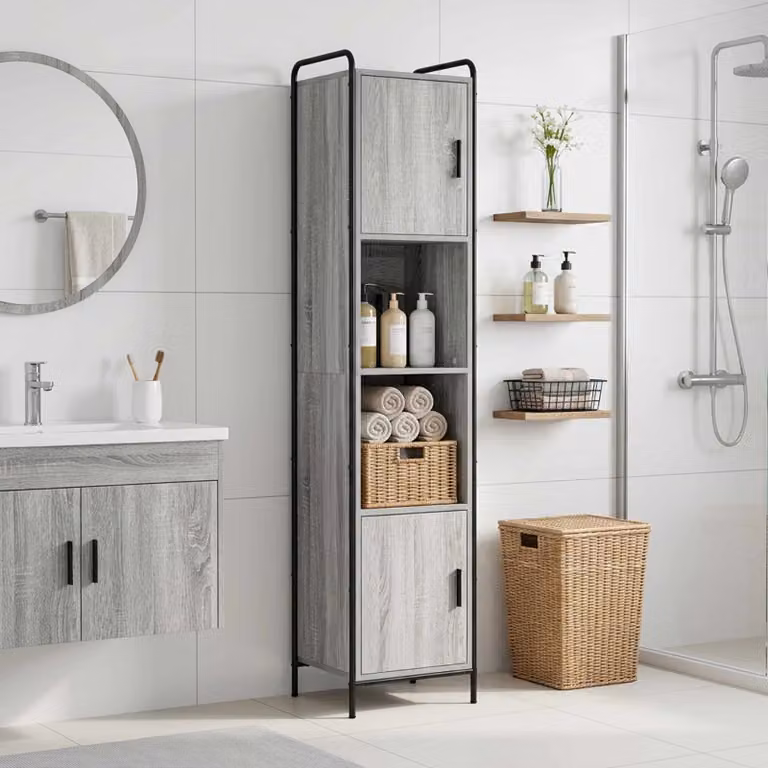 vidaXL Mobile da Bagno Sonoma grigio 46 x 36 x 181 cm