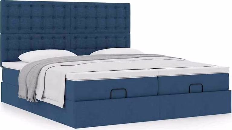 Struttura Letto Pouf con Materassi Blu 180x200cm in Tessuto
