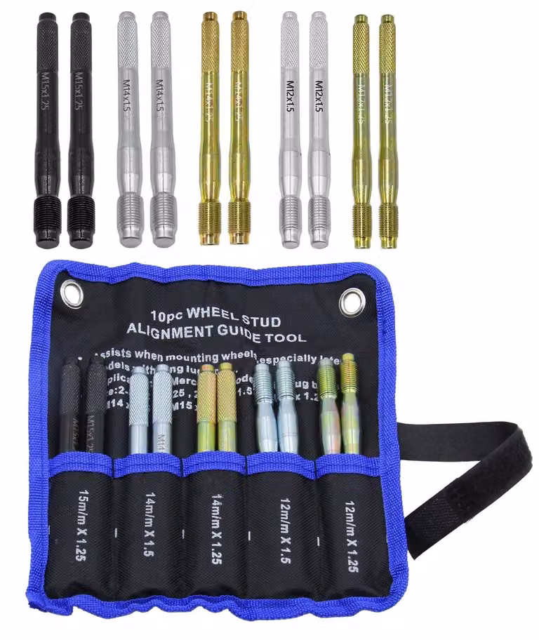 Set di 10 utensili per il montaggio delle ruote, compatibili con diametri di filettatura M12 e M14