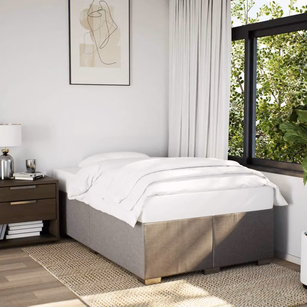 vidaXL Giroletto senza Materasso in Tessuto Beige o Grigio con Listelli in Legno L: 120 cm, P: 190 cm – 1