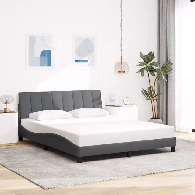 Giroletto senza Materasso-Struttura Letto Hanko Grigio Scuro 160x200 cm Tessuto 230686