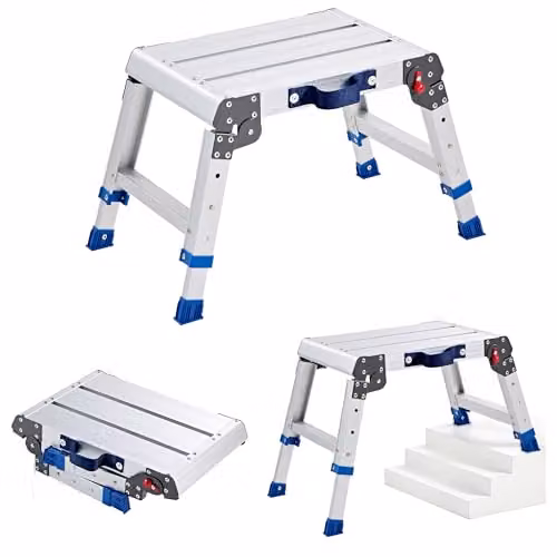 VEVOR Piattaforma da Lavoro Pieghevole in Alluminio, Altezza Regolabile 30,5-40,6 cm, Pedana da Lavoro Portatile e Antiscivolo, Portata 226,8 kg, con Blocchi di Sicurezza, per Pittura e Uso Domestico