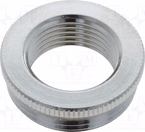 1 adattatore filettato in ottone, filetto esterno: M20, filetto interno: M20, nichelato, codice prodotto: 52104497, riduzioni