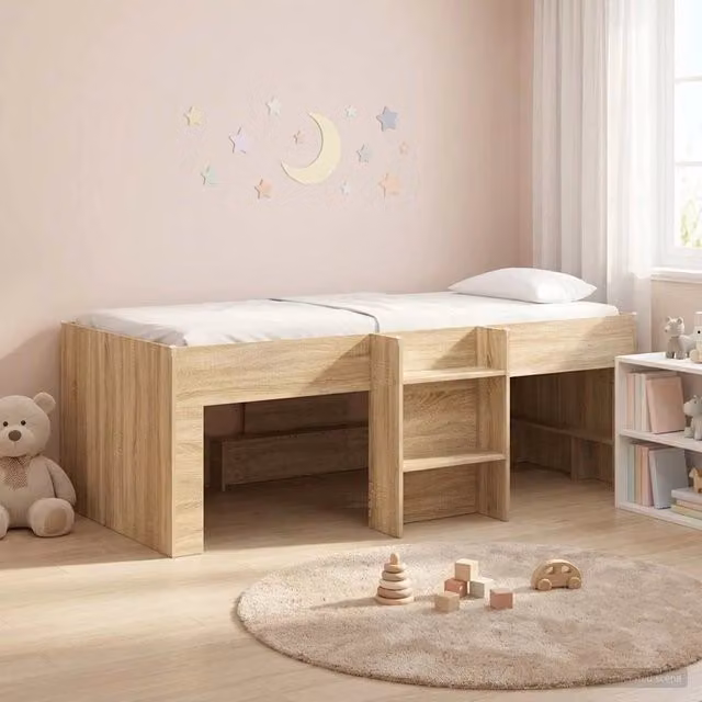 Letto alto singolo per bambini vidaXL in legno color marrone L: 193 cm, P: 96 cm, H: 120 cm