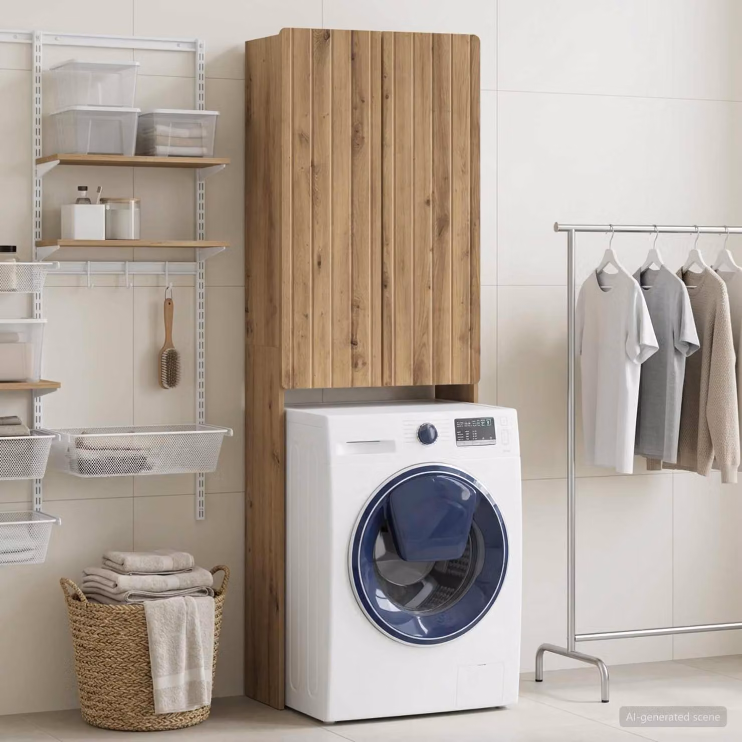 Mobiletto da bagno moderno vidaXL ZWOLLE in legno rovere marrone, L/P/H: 66 x 25,5 x 190 cm