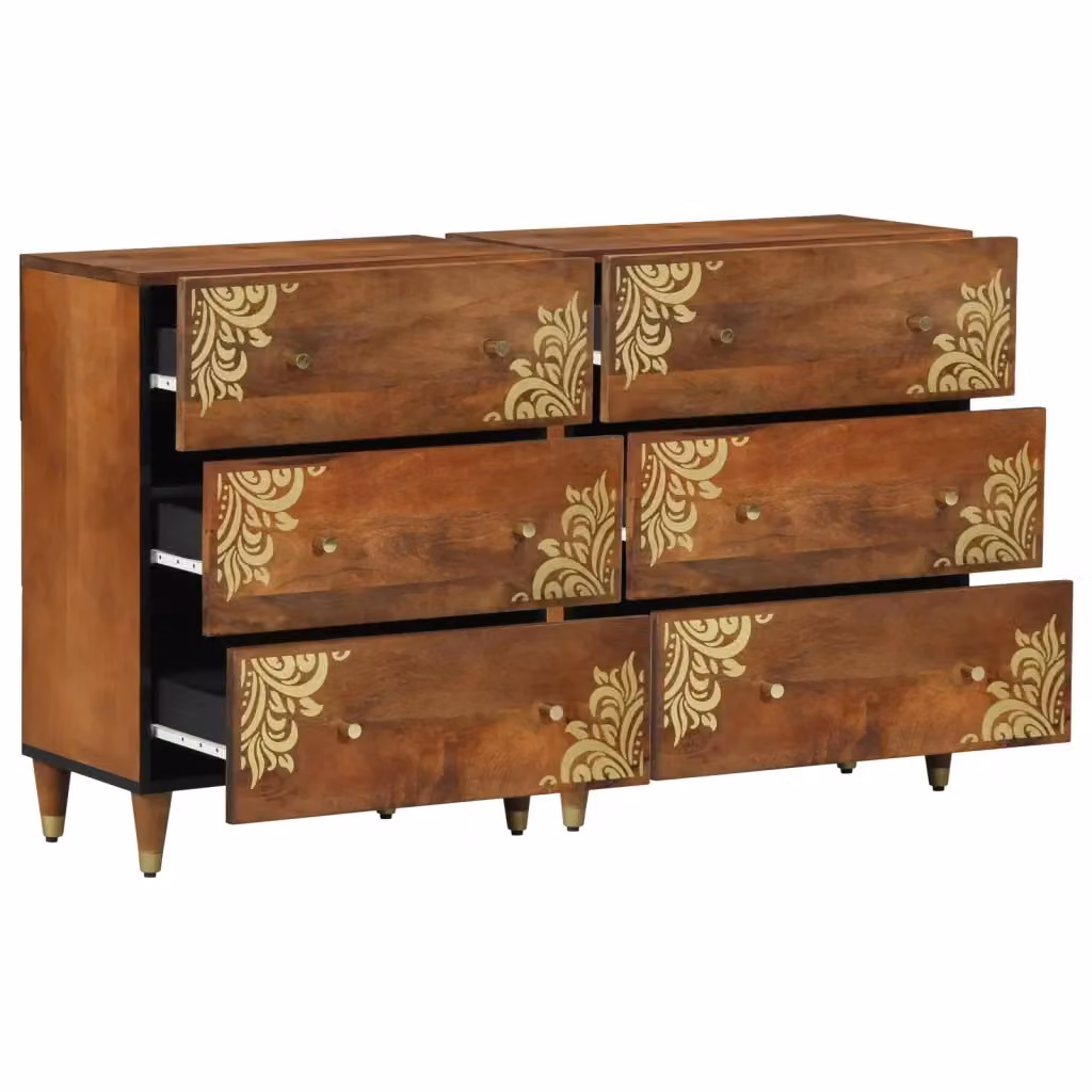 Set di 2 credenze moderne vidaXL in legno di mango massello marrone L/P/H: 60 x 33 x 75 cm – 2