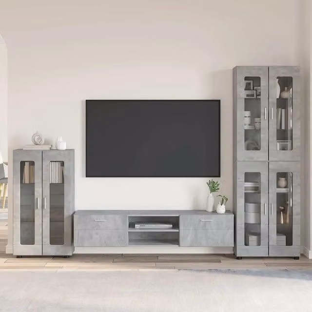 Set mobile TV FLORIN 3 pz Grigio cemento Legno ingegnerizzato 3397957
